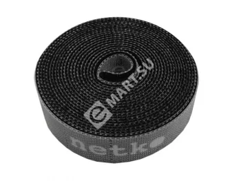 Netko Лента-липучка многоразовая 20мм*3м, с насечками для отрыва (каждые 2 см), черная Optima